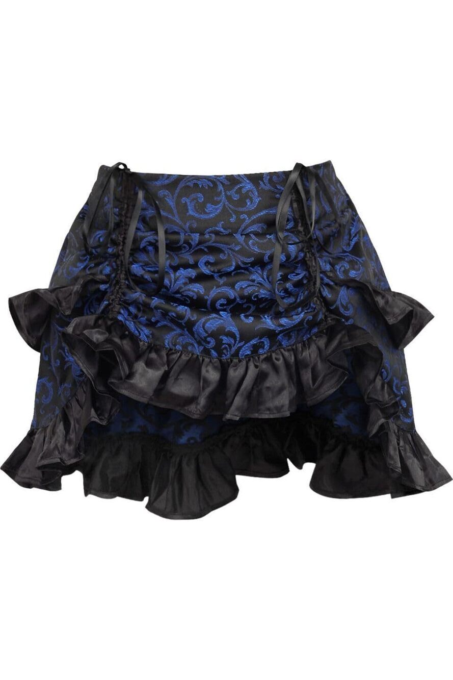 1725 Blue/Black Brocade Ruched Bustle Skirt Regular